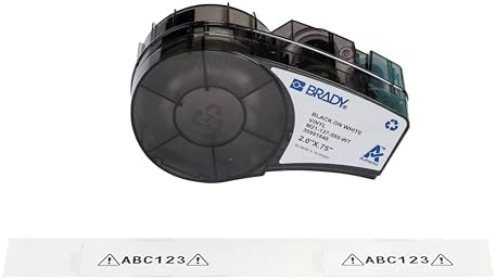 Brady Authentic (M21-137-595-WT) All-Weather Vinyl Label for Indoor/Outdoor ID, Lab and Equipment Labeling, White on Black- for M210, M210-LAB, M211, BMP21-PLUS and BMP21-LAB Printers, .75" H, 2" W