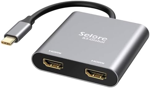 Selore&S-Global USB C to Dual HDMI Adapter 4K @60hz, Type C to HDMI Converter for MacBook Pro Air 2020/2019/2018,LenovoYoga 920/Thinkpad T480,Dell XPS 13/15/17,etc