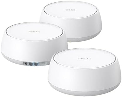 TP-Link Deco BE25 Dual-Band BE5000 WiFi 7 Mesh Wi-Fi System | 4-Stream 5 Gbps, 240 Mhz | Covers up to 6,600 Sq.Ft | 2X 2.5G Ports Wired Backhaul | VPN,MLO, AI-Roaming, HomeShield, 3-Pack