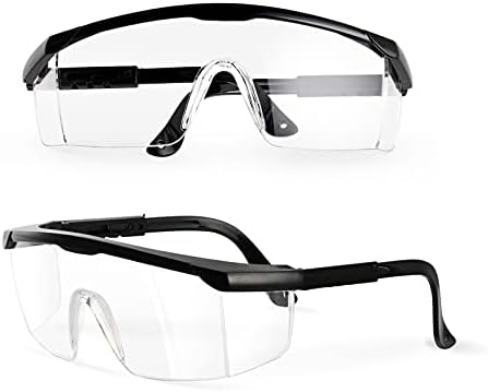 PACIFIC PPE 2 Pack Safety Glasses for Men and Women, ANSI Z87 Anti-fog Eyewear with Scratch Resistant Clear Wraparound Lenses, Adjustable Lab Goggles, UV Protection