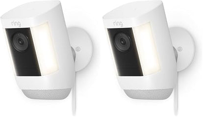 Ring Spotlight Cam Pro, Plug-In | 3D Motion Detection, Two-Way Talk with Audio+, and Dual-Band Wifi (2022 release) | 2-pack, White