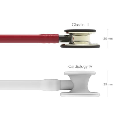 3M Littmann Classic III Monitoring Stethoscope, 5864, More Than 2X as Loud, Weighs Less, Stainless Steel Champagne-Finish Chestpiece, 27" Burgundy Tube, Smoke Stem, and Headset