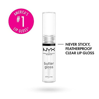 NYX PROFESSIONAL MAKEUP Slim Lip Pencil (Espresso) + Butter Gloss (Sugar Glass, Clear), 3-Pack Bundle