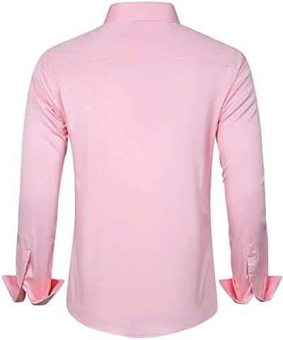 J.VER Men's Dress Shirts Solid Long Sleeve Stretch Wrinkle-Free Formal Shirt Business Casual Button Down Shirts