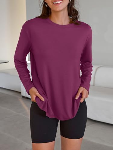 Trendy Queen Womens Oversized Long Sleeve T Shirts 2025 Basic Crewneck Tee Fall Tops Casual Workout Y2K Clothes