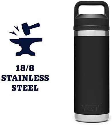 YETI Rambler 18 oz Bottle, Vacuum Insulated, Stainless Steel with Chug Cap, Black