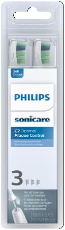 Philips Sonicare C2 Plaque Control - Genuine Replacement Electric Toothbrush Heads, White, 3 Pack, HX9023/65