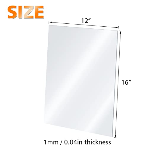 Egofine Plexiglass Sheets Acrylic Sheets 20 Pack of 12x16’’ 0.04 Thick Clear Plastic Cast Transparent Plexi Glass for Crafting Projects, Replacement Picture Frame Glass, DIY Display, Easy to Cut