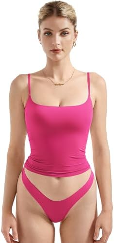 SUUKSESS Women Sexy Square Neck Tank Top Summer Y2K Going Out Basic Cami Shirt