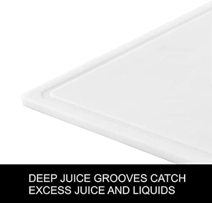 FARBERWARE Extra-Large Plastic Cutting Board, 15x20 Inch Dishwasher-Safe Chopping Board with Juice Groove, Non-Slip Surface, Durable, White