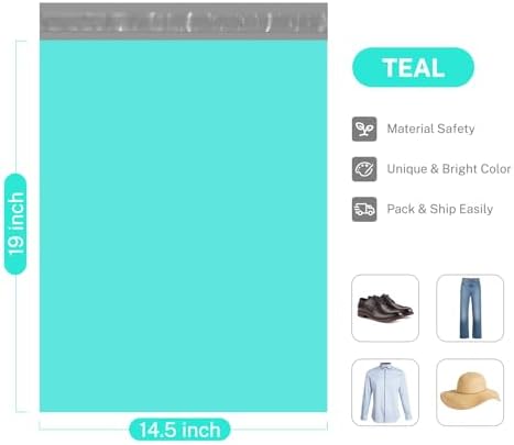 Metronic Teal Poly Mailers 14.5x19 Large Poly Mailers 100 Pack Self-Seal Shipping Bags, Packaging Bags, Shipping Envelopes, Packaging for Small Business, Boutique, Clothing