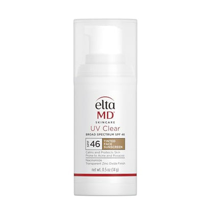 EltaMD UV Clear Tinted Face Sunscreen, SPF 46 Oil- Free with Zinc Oxide, Dermatologist Recommended