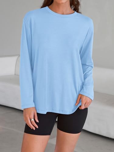 Trendy Queen Womens Oversized Long Sleeve T Shirts 2025 Basic Crewneck Tee Fall Tops Casual Workout Y2K Clothes