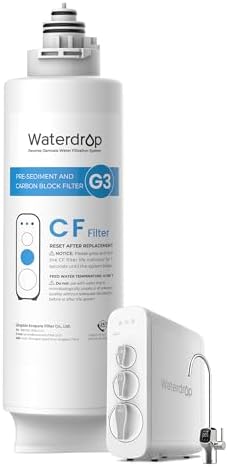 Waterdrop WD-G3-CF Filter, Replacement for WD-G3-W, WD-G3P600 and WD-G3P800-W Reverse Osmosis System, 6-Month Lifetime