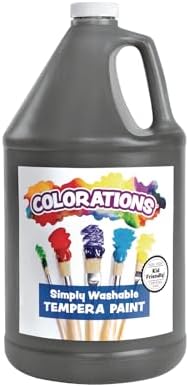 Colorations Paraben-Free Washable Tempera Paint for Kids - 1 Gallon Value Size. Vibrant Black, Non-Toxic and Made in The USA, Classroom Must Haves, Bulk Arts and Crafts Supplies
