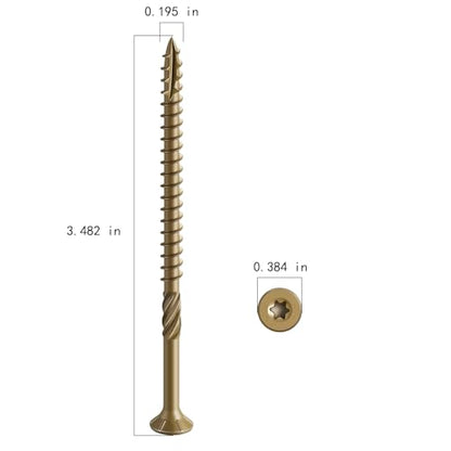 #10 * 3-1/2" Deck Screws, (883pcs) 15 lbs.Exterior Wood Screws, Rust Resistant epoxy Coated, Bronze, T25 Star Bit