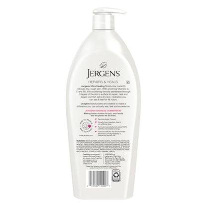 Jergens Ultra Healing Dry Skin Lotion, Hand and Body Moisturizer for Quick Absorption into Extra Dry Skin with Hydralucence Blend, Vitamins C, E and B5, White, 32 oz, Pack of 6