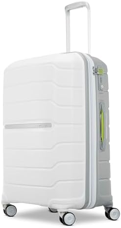 Samsonite Freeform 24-Inch Medium Luggage with Dual 360° Spinner Wheels - Checked Suitcase - TSA Lock, Airline-Approved - Lightweight Durable Polypropylene Expandable Hardshell - White/Grey