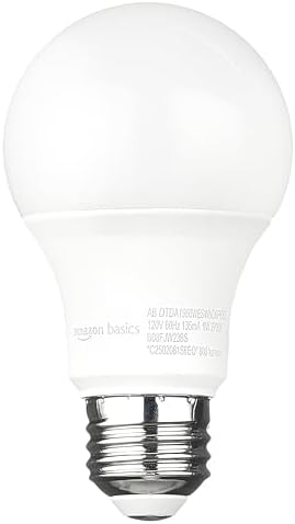 Amazon Basics A19 Dusk to Dawn Sensor LED Outdoor Light Bulb, 60W Equivalent, Energy-Efficient 9W, Soft White 2700K, E26 Base, 10,000 Hours, 6 Count (Pack of 1)