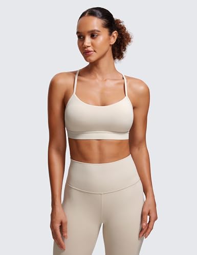 CRZ YOGA Butterluxe Womens Y Back Sports Bra - Padded Racerback Low Impact Spaghetti Thin Strap Workout Yoga Top