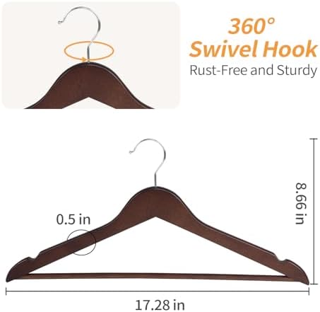 Amazon Basics Durable Wooden Suit Clothes Hangers - Cherry, 20-Pack