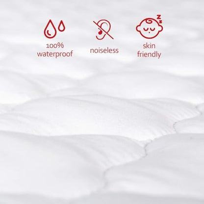 Pack and Play Mattress Pad Protector 2 Pack Waterproof, Cotton Fabric Absorbent, Soft Pack and Play Sheets, Fits Graco Play Yards, Baby Portable Mini Cribs. Foldable Mini Crib Sheets Cover