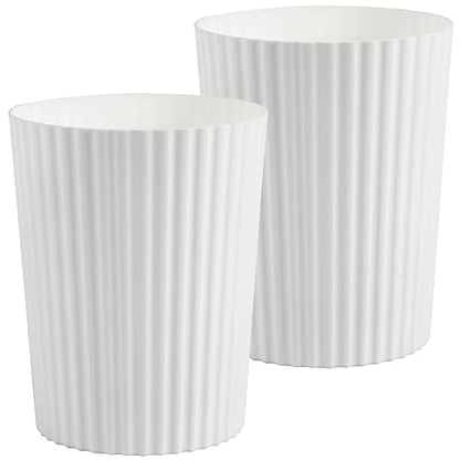 JiatuA Small Trash Can Plastic Wastebasket Round Garbage Container Bin for Bathroom, Kitchen, Bedroom, Home Office, College Dorm, White 2 Pack