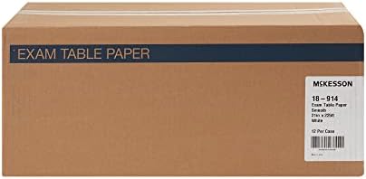 McKesson Medical Exam Table Paper [12 Rolls] – Bed Table Sheet Cover Ideal for Diaper Changing, Waxing, Nursing, Chiropractor, Patternmaking, Tracing - Smooth Paper Roll - White, 21 in x 225 ft