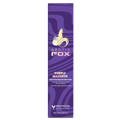 Arctic Fox Semi-Permanent Hair Dye, Vegan & Cruelty-Free, Vibrant Purple Madness, Ammonia-Free, Conditioning Formula, For All Hair Types, DIY Color, 5.6 fl oz