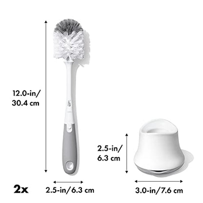 OXO Tot Bottle Brush with Nipple Cleaner and Stand – Gray, 2-Pack