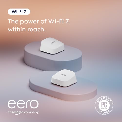 Amazon eero 7 dual-band mesh Wi-Fi 7 router (newest model) - Supports internet plans up to 2.5 Gbps, Coverage up to 4,000 sq. ft., 2-pack