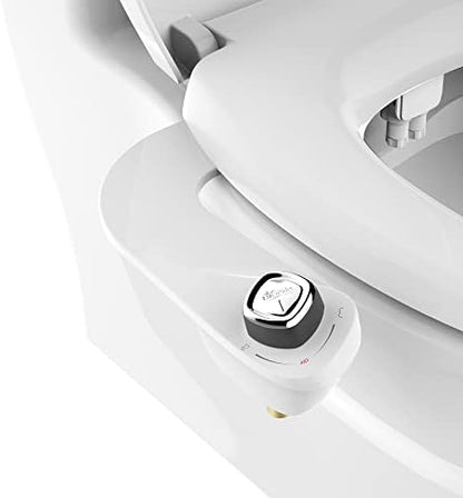 Bio Bidet SlimEdge Simple Bidet Toilet Attachment in White with Dual Nozzle, Fresh Water Spray, Non Electric, Easy to Install, Brass Inlet and Internal Valve