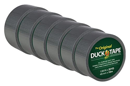 Duck The Original Duck Tape Brand Duct Tape, Silver, 1.88 in. x 20 yd., 6 Rolls (242716)
