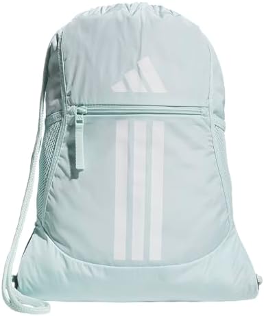 adidas Alliance Sackpack, Drawstring Backpack, Lightweight Small Gym Bag for Women and Men, Halo Mint Green/White, One Size