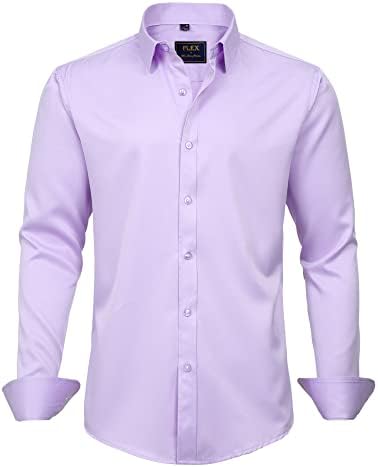 J.VER Men's Dress Shirts Solid Long Sleeve Stretch Wrinkle-Free Formal Shirt Business Casual Button Down Shirts