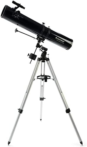 Celestron 21045 PowerSeeker 114EQ Reflector Telescope - Includes Two Eyepieces, Barlow Lens, Height-Adjustable Tripod and Deluxe Accessory Tray, Black