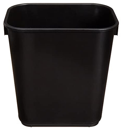Amazon Basics Small Trash Can, Rectangular Commercial Office Wastebasket, 3 Gallon (Pack Of 2), Black (Previously AmazonCommercial brand)