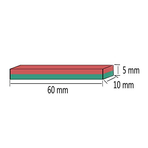 MIKEDE Magnets, 12 Pack Neodymium Bar Magnets with Double-Sided Adhesive, Strong Magnet Heavy Duty Magnetic Strips, Powerful Rare Earth Metal Magnet for Locker, Fridge, Office - 60x10x5 mm