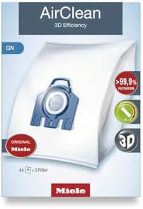 Miele 10123210 AirClean 3D Efficiency Dust Bag, Type GN, 4 Bags & 2 Filters, White
