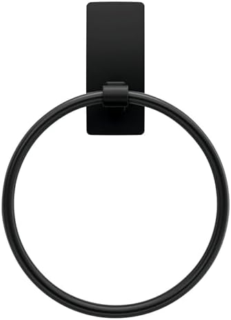 Command Hand Towel Holder Matte Black with Water Resistant Command Strips, Rust Resistant Bathroom Organizer, Holds up to 5 lbs, 1 Ring