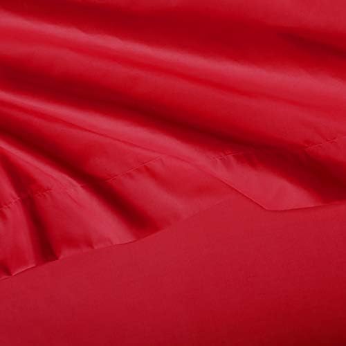 Amazon Basics Kid's Soft Easy-Wash Lightweight Microfiber 3-Piece Sheet Set, Twin, Red, Solid