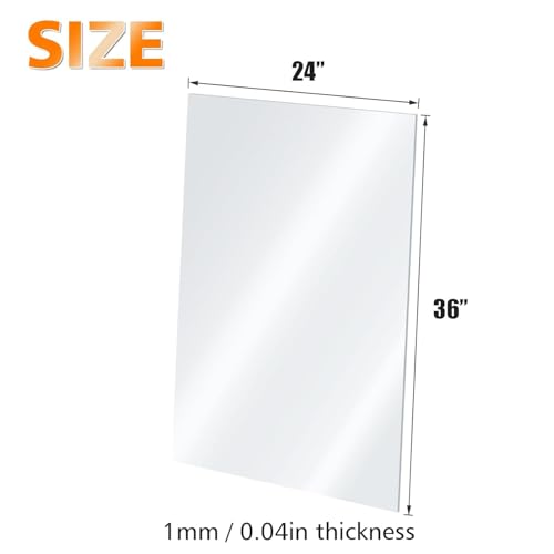 Egofine Plexiglass Sheets Acrylic Sheets 3 Pack of 24x36’’ 0.04 Thick Clear Plastic Cast Transparent Plexi Glass for Crafting Projects, Replacement Picture Frame Glass, DIY Display, Easy to Cut