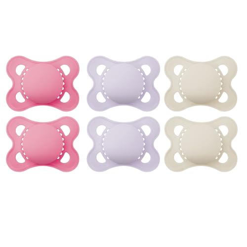 MAM Original Matte Baby Pacifiers, Binky for Girls 0-6 Months, BPA-Free Silicone Nipple, Easy to Clean, Best for Newborn Babies, Developed with Medical Experts, 6 Count Binkies
