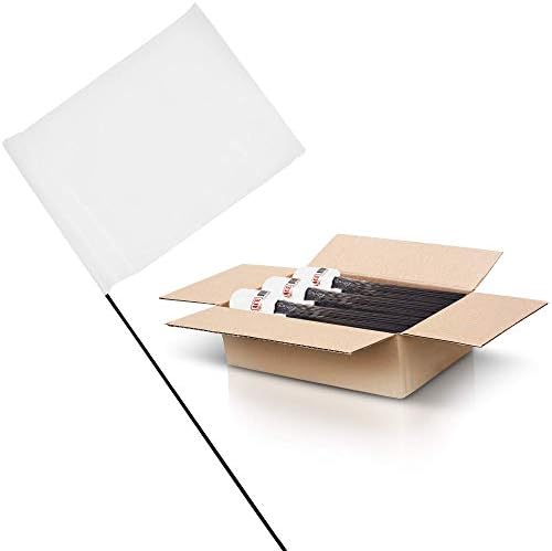 White Marking Flags 1000 Pack - 4x5x15 Inch White Flags for Yard - Markers For Lawn, Irrigation, Landscaping, Survey & Sprinkler Head Marking