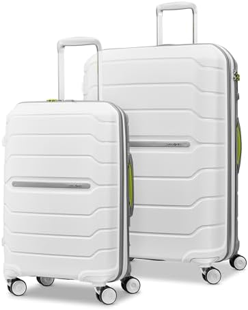 Samsonite Freeform Hardside Expandable Luggage with Spinners, White/Grey, 2PC SET (Carry-on/Large)