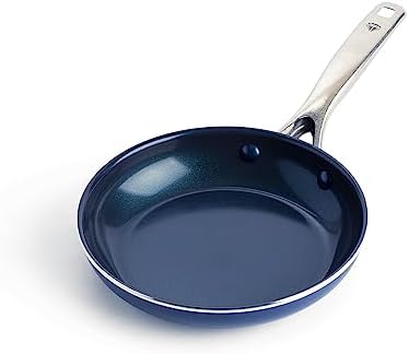 Blue Diamond 8" Nonstick Frying Pan Skillet, Diamond Infused PFAS & PTFE-Free Ceramic Pot, Dishwasher & Oven Safe, Stay Cool Handle, Durable Non Toxic Metal Utensil Safe, Egg & Omelet Pan, Blue