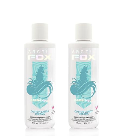 Arctic Fox Semi-Permanent Hair Dye, Vegan & Cruelty-Free, Pastel Blue, Ammonia-Free, Peroxide-Free, Conditioning Color, For Bleached Hair, Cotton Candy Dreams, 8 Fl Oz (Pack of 2)