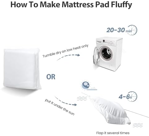 EASELAND Queen Size Mattress Pad Pillow Top Mattress Cover Quilted Fitted Mattress Protector Cotton Top Stretches up 8-21" Deep Pocket Cooling Mattress Topper (60x80 inch, White)