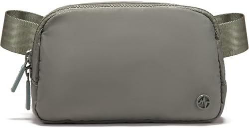 Pander Two Way Zipper Fanny Pack Nylon Everywhere Belt Bag for Women, Water Repellent Waist Packs, Crossbody Bags with Adjustable Strap (Grey Sage).