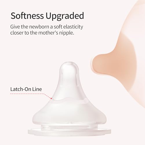 Pigeon Silicone Nipple (S) with Latch-On Line, Natural Feel, 1+ Months, 4 Counts